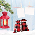 Miniatyrbillede 3 af 5: 24 Styk Gaveposer Buffalo Plaid Burlap Snørepose Vaskbar Bomuld Julepose til Slikindpakning Julefest Favorit (Gen