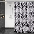 Miniatyrbillede 1 af 5: 180 x 200 cm Mosaik Bruseforhæng Hurtigtørrende, Vandtæt Polyesterstof Bruseforhæng Maskinvaskbar, Semi-Transparente Badeværelsesgardiner