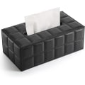 Miniatyrbild 1 av 5: Rektangulär läder servettlåda Black