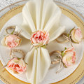 Miniatyrbillede 1 af 4: Sæt af 6, Pink Peony Blomster Håndlavede Servietringe Borddekorationer til Bryllup, Frokoster osv.