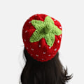 Miniatyrbilde 3 av 5: Hatt med jordbær-hekling for kvinner, Demon Beanies, søt hatt, grunge emo, løs, varm strikket hatt