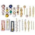 Miniatyrbillede 1 af 5: （Stil 4）20 stk. Håndlavede Akrylharpiks Perle Hårklemmer i Marmorform og Geometriske Rhinestones - E