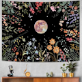 Miniatyrbild 3 av 5: 95X73cm Grön Måne Blomma Växter Väggbonad Botanisk Blommig Väggbonader Månsken Estetisk Vildblomma Tapastry's Vägg Hangi