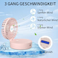 Pikkukuva 3 / 5: x Mini Kannettava Tuuletin (Pinkki) Viilentävällä Sumulla ja Ladattavalla Akulla, Taitettava, 7 Värin Yövalo, USB, 3 Nopeutta, Sopii Naisille ja Lapsille