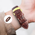 Miniatyrbild 2 av 4: Läder Klockarmbands Hållare Ögla, 6 ST Mörkbrun Klockarmbands Ögla Ersättning Klockarmbandsfäste Armbandsur Rem Fästringar Fästtillbehör C