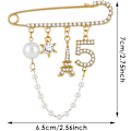 Miniatyrbillede 2 af 5: 7×6×1cm Nummer 5 Lapel Pins og Broscher Vintage Imiterende Perle Rhinestone Krystal Broche Pin til Kvinder Rhinestone Jewe