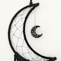 Miniatyrbillede 3 af 5: Sort Månedrøm Fangst med Håndlavet Vævet Bomuld Drømfanger Boho Makramé Væghængning Hjem Dekoration Ornament Cr