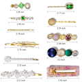 Miniatyrbillede 2 af 5: （Stil 4）20 stk. Håndlavede Akrylharpiks Perle Hårklemmer i Marmorform og Geometriske Rhinestones - E