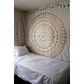 Miniatyrbillede 4 af 4: Gylden Mandala Vægtæppe Vægophæng Boheme Ombre Hippie Soveværelse Stue Boheme Indretning Dobbelt Bomuldstæppe 150*200cm