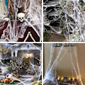 Pikkukuva 3 / 5: 60g 20 Hämähäkinseitti - Tekohämähäkin Verkko Halloween Koriste - Kauhu Lasten Juhliin, Ulkotiloihin, Puihin, Puuvillaan