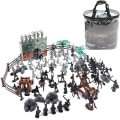 Miniatyrbillede 1 af 5: 120 stykker middelalderlige gamle soldater, plastik krigere hær militær legetøj med opbevaringspose soldat F
