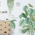 Miniatyrbild 3 av 5: Jättegröna blad väggdekaler palmblad växt väggsticker