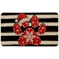 Miniatyrbild 1 av 5: 40x60cm Paw Print Hat Juldörrmatta, Vinter Jul Heminredning Låg Profil Växlingsmatta Dörrmatta Golvmatta för Inomhus