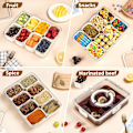 Miniatyrbild 3 av 4: （2-pack）Delad serveringsbricka med lock och handtag, 8 fack, snacksbox, charcuterie-behållare, snacksbox