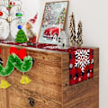 Miniatyrbillede 3 af 4: Julebordløber Rød Sort Buffalo Check Plaid Snefnug Bordløber Sæsonmæssig Vinter Jul Juleferie Køkken