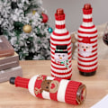 Miniatyrbilde 4 av 4: Sett med 3 julevinflaskeomslag: Reinsdyr & Snømann Design, Ull Akryl Strikk, Rødvin & Champagne
