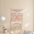 Pikkukuva 1 / 4: Puuvillainen seinävaate riippuva koriste, 20x34 suuri makramee kudottu boho chic bohemian abstrakti geometrinen painettu seinävaate D