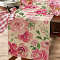 Miniatyrbild 3 av 5: 1 st Vår Sommar Akvarell Blomma Bordslöpare, Rosa Pion Blommig Kök Matbord Dekor, Säsongsbetonad Säckväv Hem D