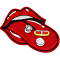 Miniatyrbillede 1 af 5: Sød Tunge Lap, Stor Tunge Broderet Lap Stryges På Syes På Badge Lap DIY Tilbehør, Perfekt til Jakker, Tøj,