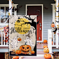Pikkukuva 3 / 5: 1 kpl Halloween-puutarhalippu 12x18 kaksisivuinen, haamu Onnellinen Halloween -pihalippu, pellava-kyltit pieni Halloween-puutarha