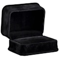 Miniatyrbillede 2 af 3: 1 stk. Luksuriøs Sort Ringæske i Rig Suede med Dobbelt Ringspor, Elegant Diamant Ringæske, med Sort Fløjl Indvendig, J