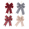 Miniatyrbillede 1 af 4: 4 stk. Store Buffalo Plaid Bøjler Julekransbøjle Burlap Ferie Store Julebøjler til Juletræstopbøjle Fron