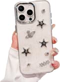 Designet for iPhone-deksel, 3D Diamant Sløyfe Stjerne Mykt Telefondeksel (Stjerne, for iPhone 16 Pro Max)