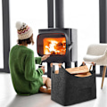 Miniatyrbilde 5 av 5: PCS Vedkurv XL Ekstra Tykk Filt & Forsterket Håndtak | Foldbar Vedkurv Filtpose som Handlekurv, Aviskurv eller F