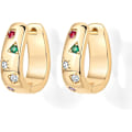 Miniatyrbillede 3 af 5: 1 Par Posts Chunky Huggie Øreringe til Kvinder | Multifarvet Cubic Zirconia Statement Hoops