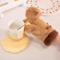 Miniatyrbillede 2 af 4: Plush Kapibara Handsker, Vindtætte Handsker, Plush Kapibara Design, Snehandsker, Tykke, Søde Kapibara Vanter, Snehandsker