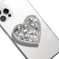 Miniatyrbild 1 av 5: (Silver Big) Söt Kubisk Diamant Hjärta Design Vikbar Utbyggbar Mobiltelefon Grepp Stativ Hållare för Smartphone