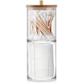 Miniatyrbillede 1 af 5: 1 stk. 2 i 1 vatrondeldispenser, vatpindeboks, badeværelsesboks, akryl vatpindeopbevaring til toiletartikler, toiletbord, hylde, soveværelse, køkken,