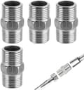 1/2\" Dubbla kopplingar i rostfritt stål, 4-pack - Gängad förlängning för duschslang, vattenledning, luftrör, kran