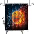 Miniatyrbillede 1 af 5: Basketball Flame Flame Splash Sort Hvid og Sort Temastof B