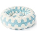 Miniatyrbilde 6 av 6: 30 tommers liten hund seng rund katteseng for innendørs katter beroligende kjæledyrseng søt moderne Light Blue + White Plaid