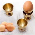 Miniatyrbilde 4 av 5: Eggkopper i rustfritt stål, sett med 4 gullfargede eggkopper for hardkokte og bløtkokte egg, kjøkkenredskap