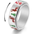 Miniatyrbild 1 av 5: 1 st  Jultomte Fidget Spinner Band Ring för Kvinnor Män Klassisk Julröd Grön Färg Rostfritt Stål Ångest Ring S