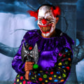Miniatyrbild 5 av 5: Latex Halloween Clown Mask med Hår för Vuxna
