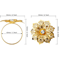 Miniatyrbillede 2 af 4: 12 stk. Guld Hule Blomst Servietringe Legering Blomster Rhinestone Serviet Holder, Sæt Pynt Fint Husholdning til
