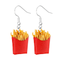 Miniatyrbillede 3 af 3: Imiteret Mad Hænge Øreringe Hamburger Pommes Frites Taco Brød Småkager Øreringe