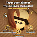 Miniatyrbillede 3 af 5: Panda Natlampe til Børn - USB Genopladelig Touch Lampe, 3 Lysstyrkeniveauer, 30 Min Timer, Silikone Natlampe til Børneværelse, Drenge og Piger