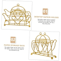 Miniatyrbillede 3 af 5: Kande Serviet Holder Støbejern Serviet Organizer Guld Papirhåndklædeholder Bord Serviet Stativ Bryllup Serviet Holder Moderne