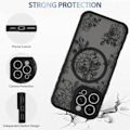 Miniatyrbillede 4 af 5: Etui til iPhone 16 Pro Max [Kompatibel med MagSafe] Sort Blomst Blomstermønster Design Etui til Kvinder Piger Blød TPU Bu