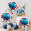 Miniatyrbillede 4 af 5: 6 stk. Astronaut-balloner, folie, helium, astronautformede festballoner, tegneserieballoner til