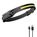 Pikkukuva 1 / 5: USB-ladattava vedenpitävä otsalamppu, COB + XPE-induktio-otsalamppu 5 superkirkasta tilaa, erittäin sopiva