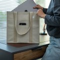 Miniatyrbillede 4 af 4: Sæt med 4 genanvendelige blå indkøbsposer og totes, forstærket bund,