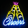Miniatyrbild 2 av 5: Öl Cheers Neon Skylt Bar Gul och Blå LED Ljusskylt för Vägg