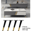 Miniatyrbilde 2 av 5: 4-pakks sorte og gullfargede møbelben i metall, 20 cm erstatningsben for TV-stativ, underskap og garderobe