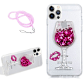 Miniatyrbild 1 av 5: Flytande Glitterfodral för iPhone 16 Pro 6.3\", 3D Vinglas Design Bling Diamant Glittrande Flytande Sekvenser C