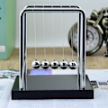 Miniatyrbillede 2 af 5: Træbase rustfrit stål beslag firkantet Newton pendul pool kugle anti-brud kofanger kugle busin